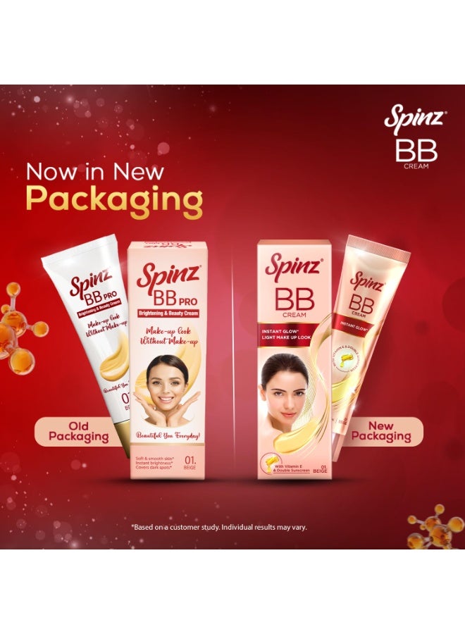 Spinz BB Cream 01 Beige 29g | Instant Glow, Even Skin Tone & Natural Coverage | Lightweight, Non-Sticky Mousse Formula - Image 2